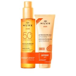 Set Nuxe Sun, Ulei bronzant anti-aging SPF 50, 150 ml Lotiune dupa plaja 100 ml