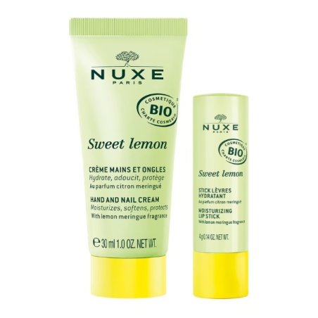 Set Nuxe Sweet Lemon, Crema de maini 30 ml Balsam de buze 4 g