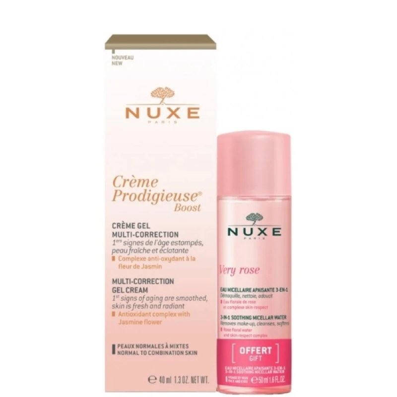 Set Nuxe Very Rose, Apa micelara pentru ten sensibil 50 ml Gel crema multi-corectoare pentru fata 40 ml