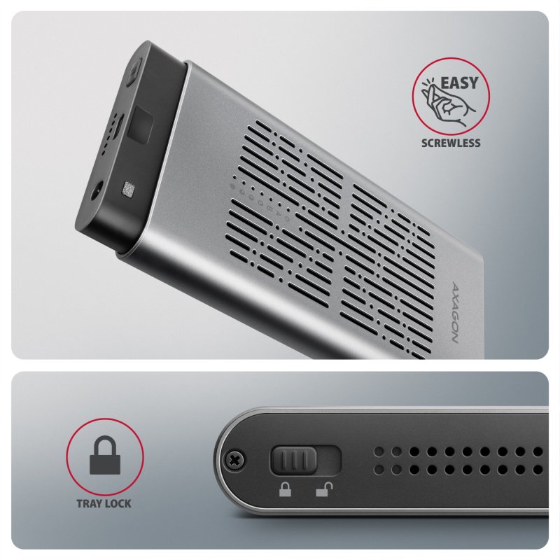 Boitier externe USB 3.2 Axagon Clone Master Box - 2x NVMe M.2 Type 2280 (Argent)