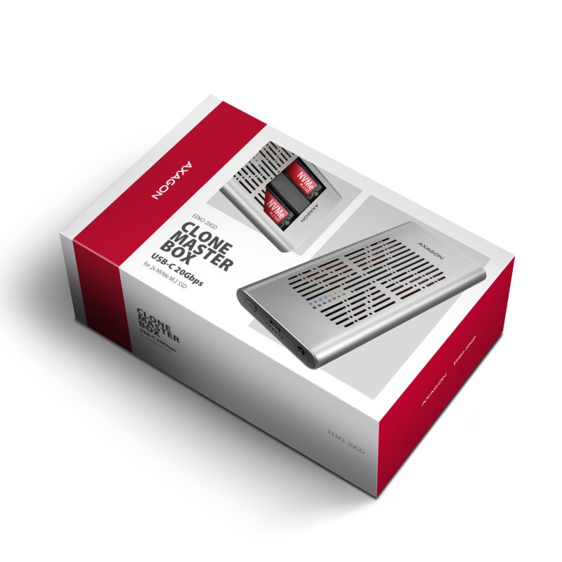 Axagon EEM2-20GD Station d'accueil de disques de stockage USB 3.2 Gen 2 (3.1 Gen 2) Type-C Noir, Gris