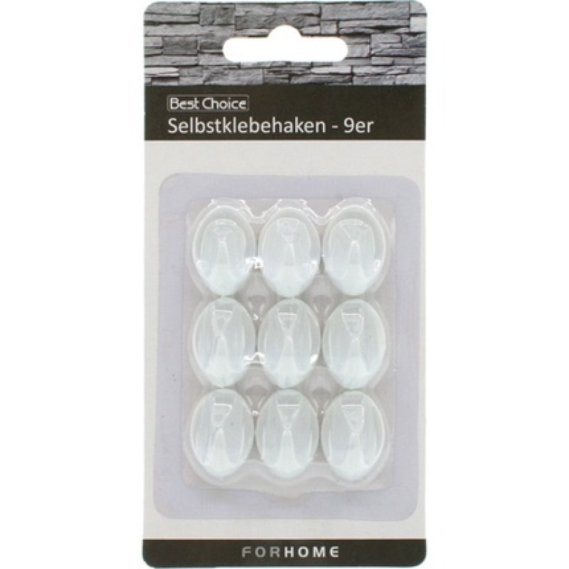 Best Choice Selfadhesive Hooks White 25 Cm Pack Of 9