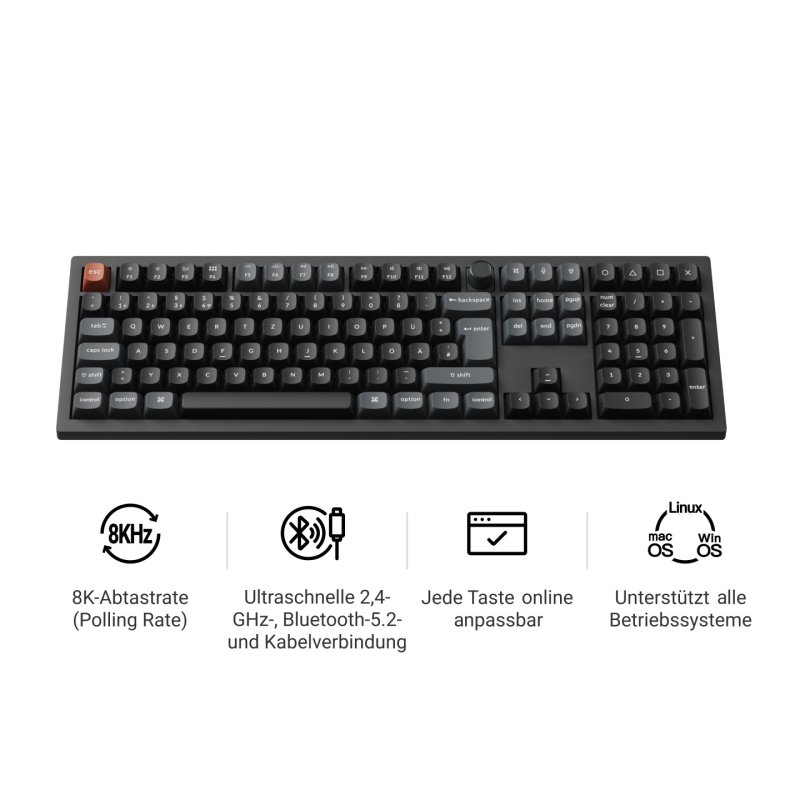 Keychron V6 Ultra 8K 100% Bk RGB Red H