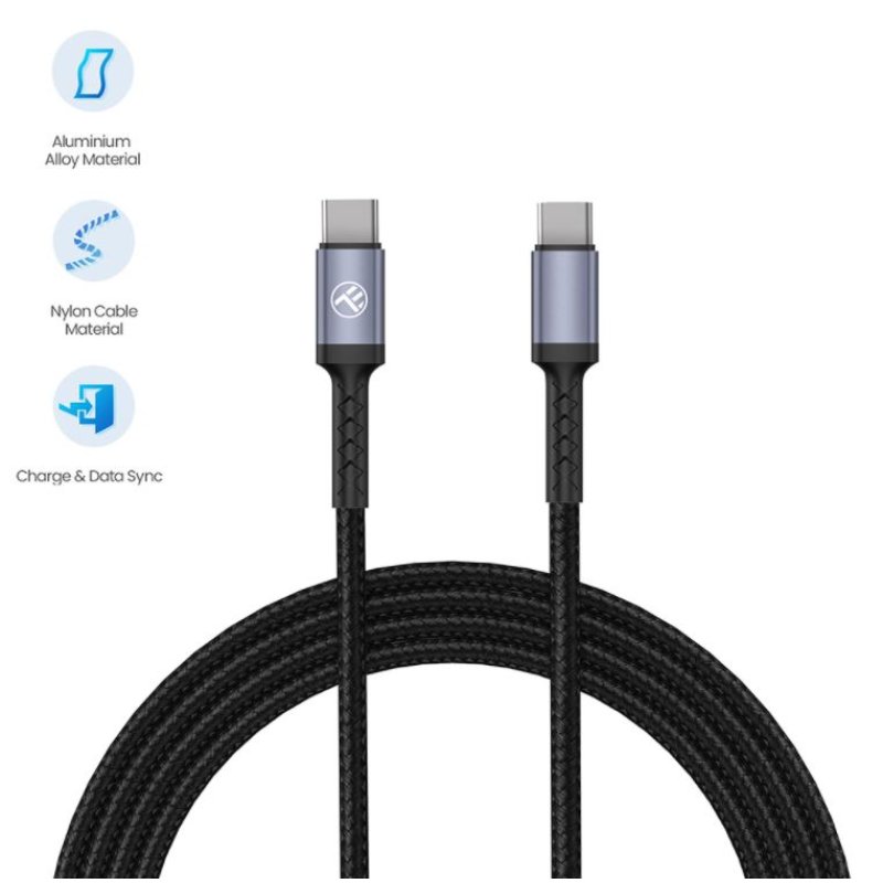 Tellur Type-C To Type-C cable 3A, 60W, 1m black