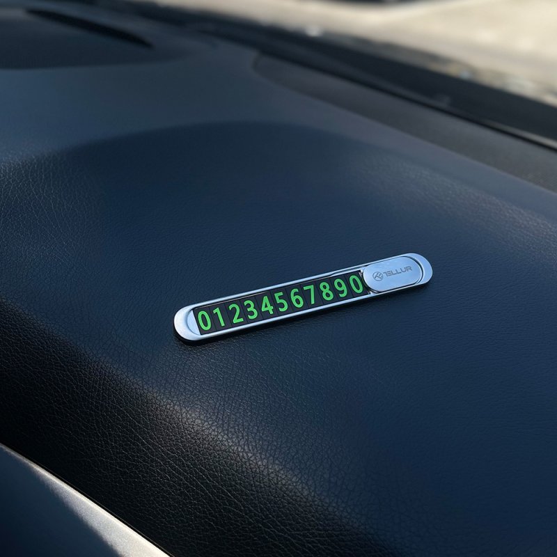 Tellur Temporary car parking phone number card Metallic Silver
