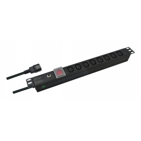 helos 19" Steckdosenleiste PROFESSIONAL, 8-fach C13, schwarz 2,0m, mit Schalter