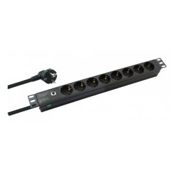 helos 19" Steckdosenleiste PROFESSIONAL, 8-fach, schwarz, 2,0m, ohne Schalter