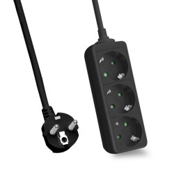 Helos 262802 power extension 5 m 3 AC outlet(s) Indoor Black