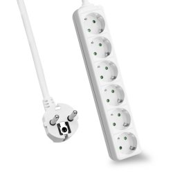 helos Steckdosenleiste CLASSIC, 6-fach, wei, 1,5m, ohne Schalter