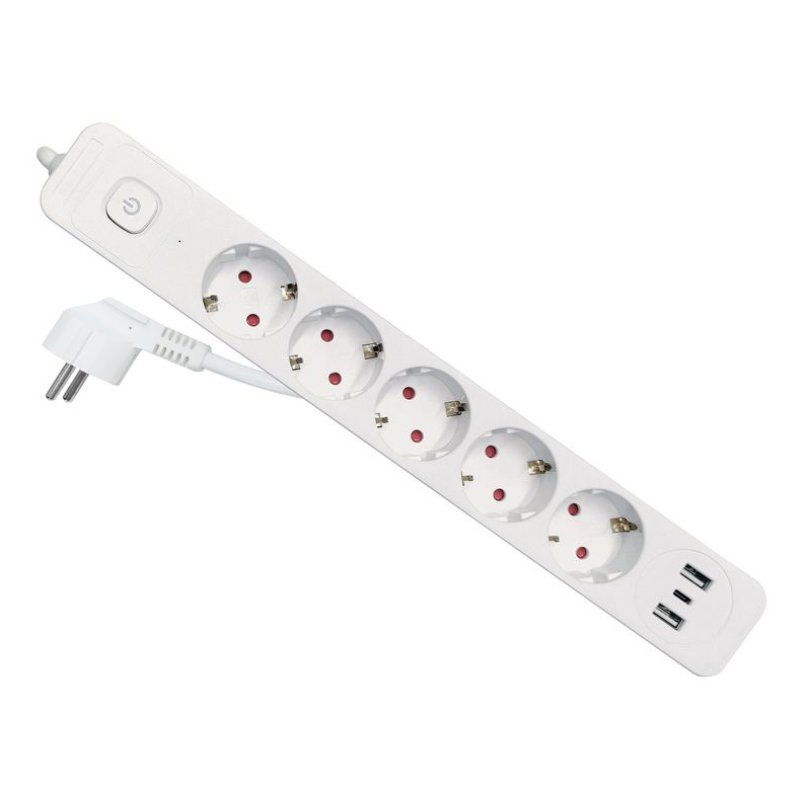Equip Steckdosenleiste CEE7/7 90°-5xSchuko/2xUSBA/USBC