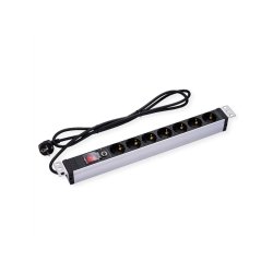 VALUE 19-Zoll-Steckdosenleiste 7fach mit berlastschutz, 1 HE, Schutzkontakt-Stecker, 2,8 m