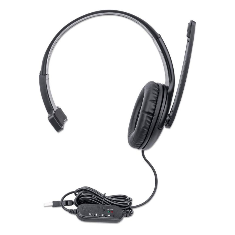 Manhattan 179874 casque Avec fil Arceau Bureau/Centre d'appels USB Type-A Noir