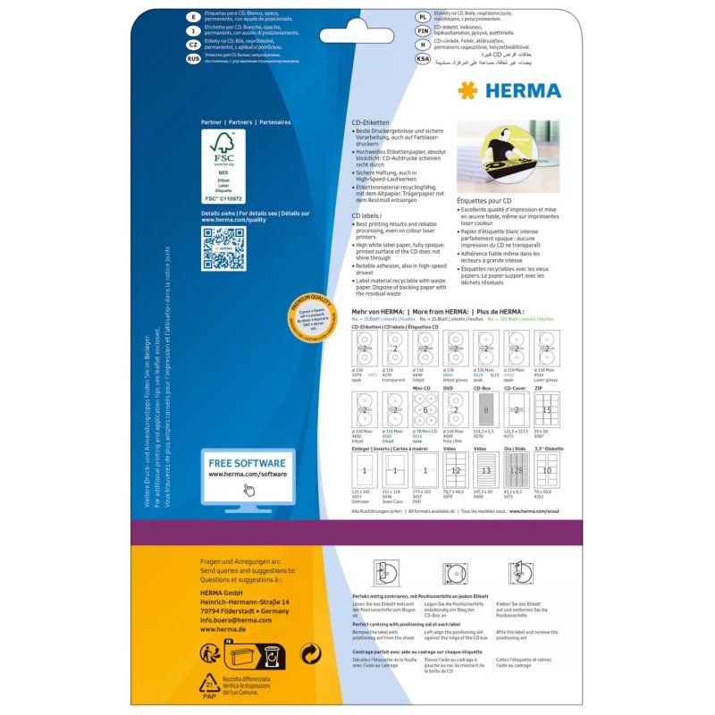 HERMA 8624 étiquette à imprimer Blanc Imprimante d'étiquette adhésive