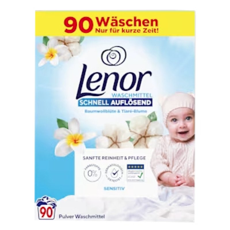 Lenor Sensitiv Gentle Washing Powder For Children And Allergy Sufferers 90 Washes
