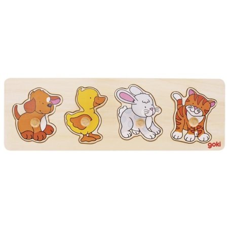 Goki - Lift-out puzzle, dog, duck - (57866)