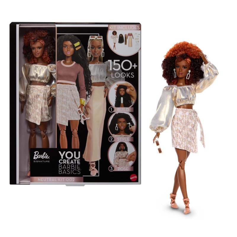 Barbie Signature You Create Basics Neutral Kit 002, Customizable Fashion Doll & Universal-fit Clothing