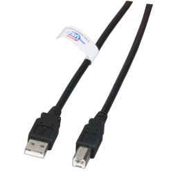 EFB USB2.0 Anschlusskabel A-B, St.-St., 0.5m, schwarz, LSZH