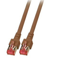 EFB RJ45 Patchkabel S/FTP Cat.6 LSZH 15m BRAUN reines Kupfer Laengenaufdruck auf Knickschutztuelle patentiert