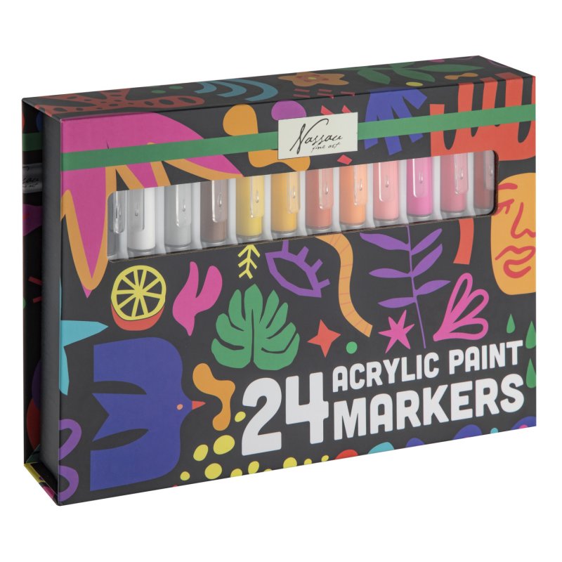 Nassau - Acrylic Paint Brush Markers, 24 Pcs (AR017001)