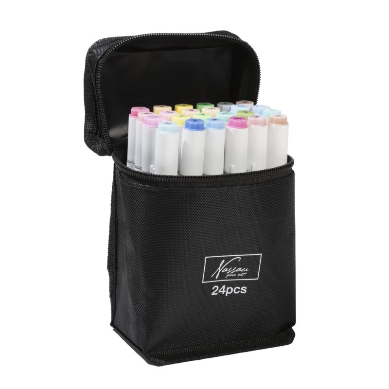 Nassau - Pastel Round Dual Markers, 24 Pcs (AR017002)