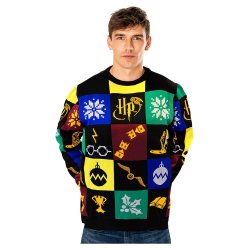 Harry Potter Christmas Sweater Deluxe Patchwork Knitted Size L