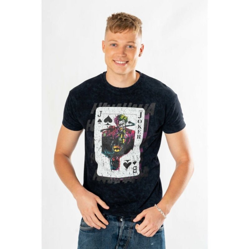DC Comics T-Shirt The Joker Acid Wash Playing Card Size M