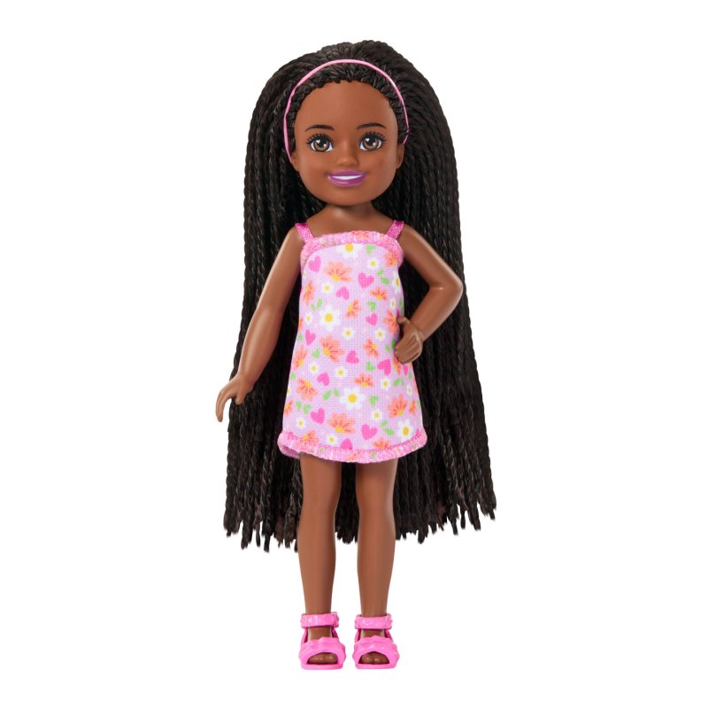 Barbie Chelsea Barbie-Poupée Famille et Amis-Avec cheveux tressés et robe à fleurs