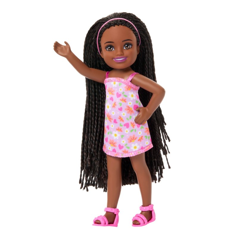 Barbie Chelsea Barbie-Poupée Famille et Amis-Avec cheveux tressés et robe à fleurs