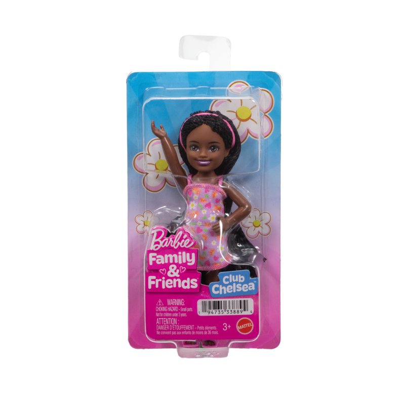 Barbie Chelsea Barbie-Poupée Famille et Amis-Avec cheveux tressés et robe à fleurs
