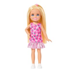 Barbie Chelsea Club Small Doll, 6-Inch with Blonde Hair in Strawberry-Print Dress & Shoes