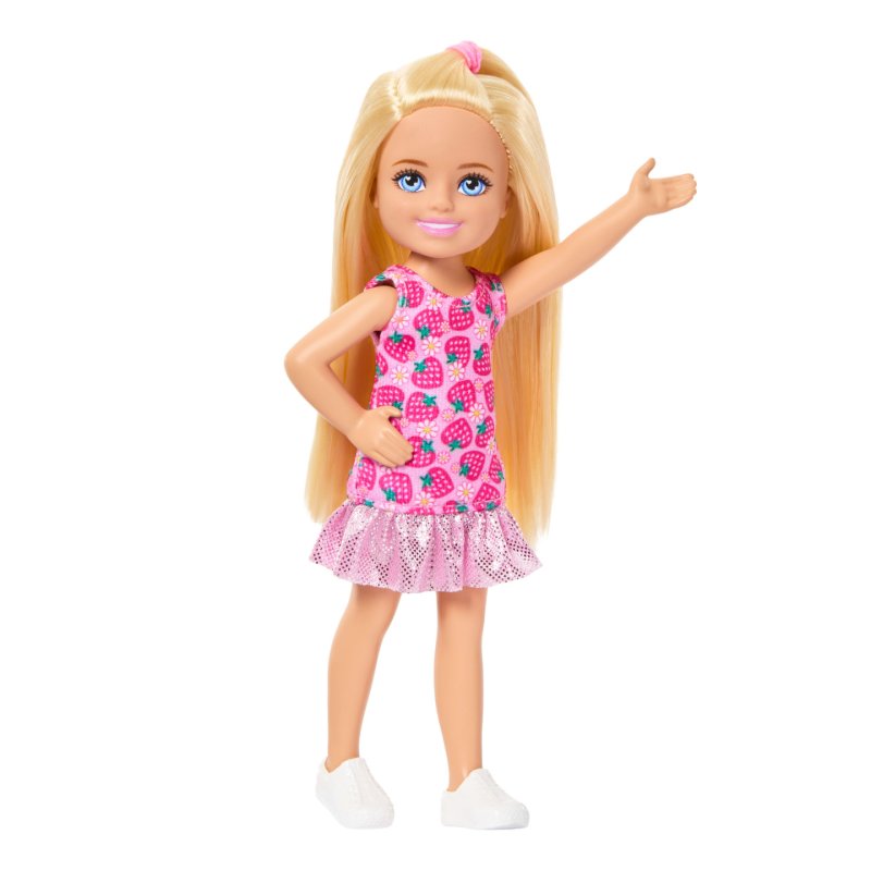 Barbie Chelsea Barbie-Poupée Famille et Amis-Avec cheveux blonds et robe fraises