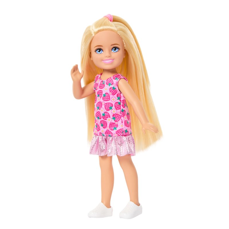 Barbie Chelsea Barbie-Poupée Famille et Amis-Avec cheveux blonds et robe fraises