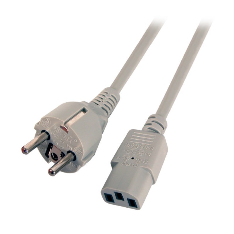 EFB Netzkabel Schutzkontakt 180°-C13 180°,grau,2.0m,3x0.75mm