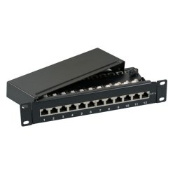 Mini-Patchpanel STP 12xRJ45 Cat.6A,10" 1HE,grau