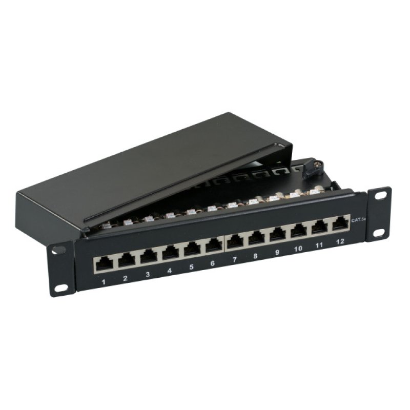 Mini-Patchpanel STP 12xRJ45 Cat.6A,10" 1HE,grau