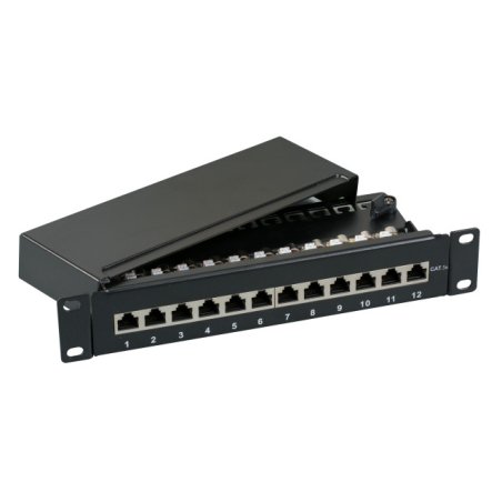 Mini-Patchpanel STP 12xRJ45 Cat.6A,10" 1HE,grau