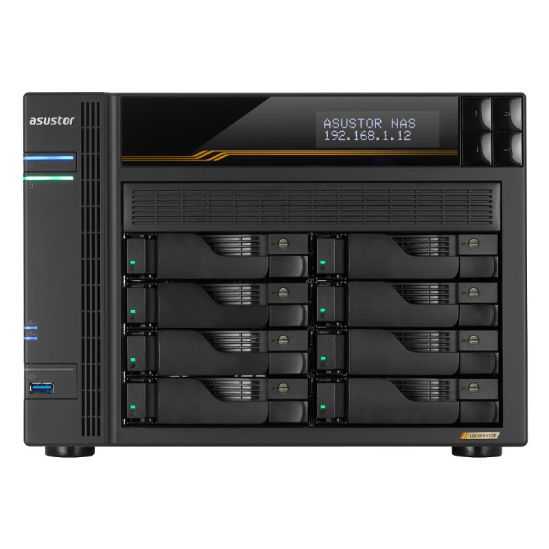 NAS Asustor AS6808T Tower 8x (3.5 SATA HDD/ 2.5 SSD) AMD Ryzen Embedded V3C14 16G ECC DDR5 SODIMM (max. 64GB) 2x