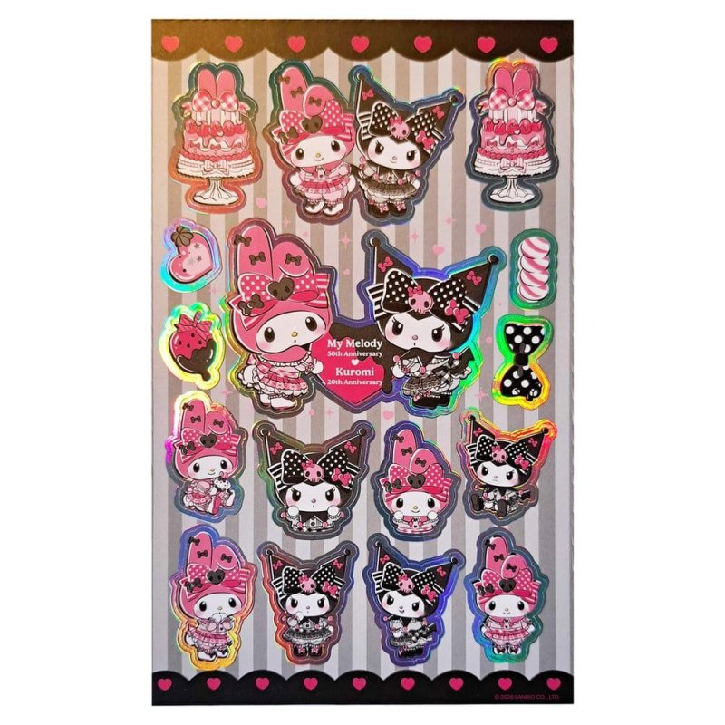 Sanrio Pink Black Party Series Sticker Pack Kuromi & My Melody