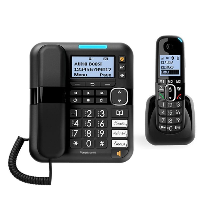 amplicomms BigTel 1580 DECT telephone Caller ID Black