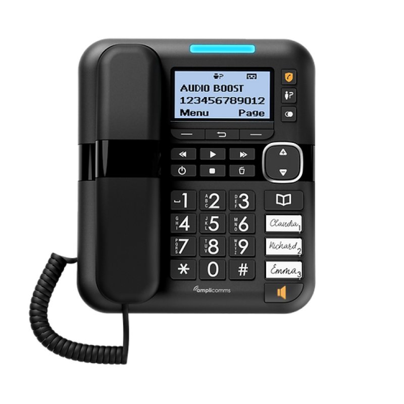 amplicomms BigTel 1580 DECT telephone Caller ID Black
