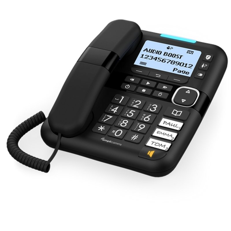 amplicomms BigTel 1580 DECT telephone Caller ID Black
