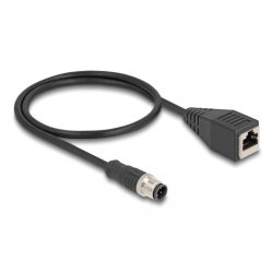 DeLOCK M12 Câble adaptateur D codé, 4 broches mâle à RJ45 femelle, 50 cm