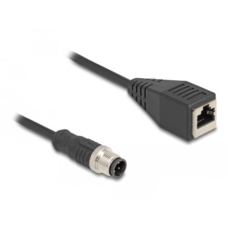 DeLOCK M12 Câble adaptateur D codé, 4 broches mâle à RJ45 femelle, 50 cm