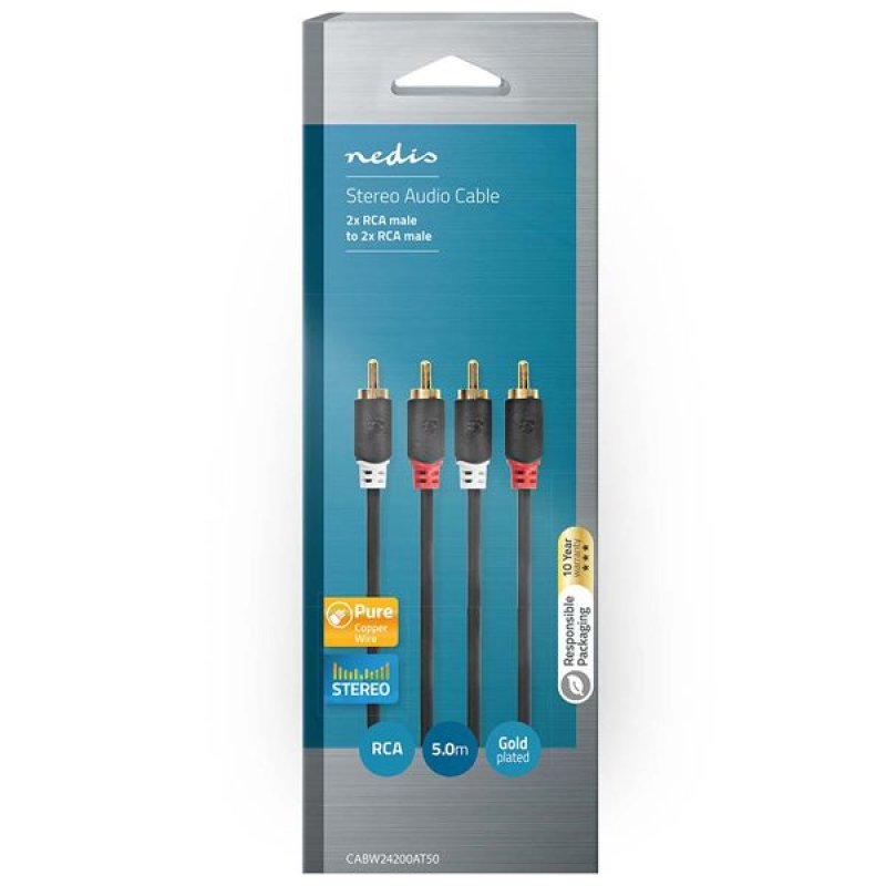 Nedis CABW24200AT30 audio cable 3 m 2 x RCA Anthracite