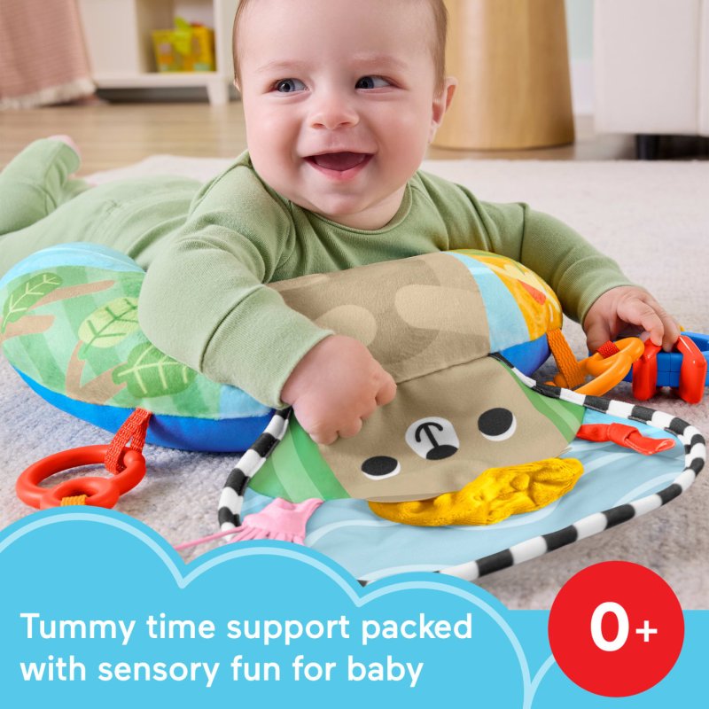 Fisher-Price Sensory Adventures Tummy Wedge Newborn Support with Teether & Rattle Baby Toys