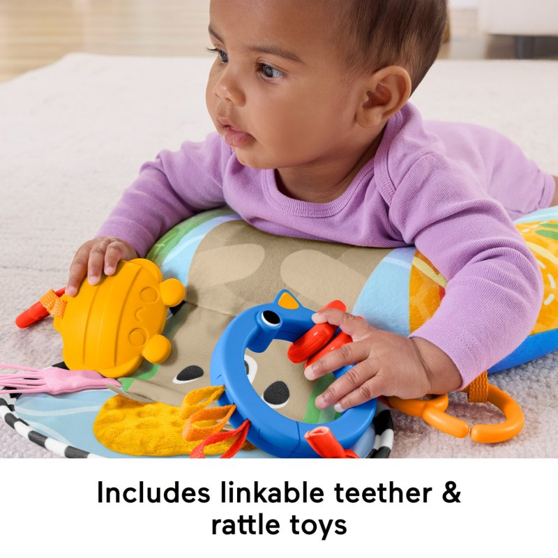Fisher-Price Sensory Adventures Tummy Wedge Newborn Support with Teether & Rattle Baby Toys