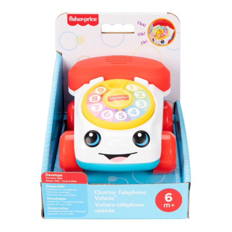 Fisher-Price Chatter Telephone Vehicle, 3-Inch Push-Along Toy with Sounds for Baby & Toddler