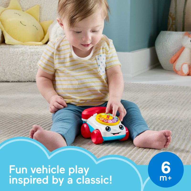 Fisher-Price Chatter Telephone Vehicle, 3-Inch Push-Along Toy with Sounds for Baby & Toddler