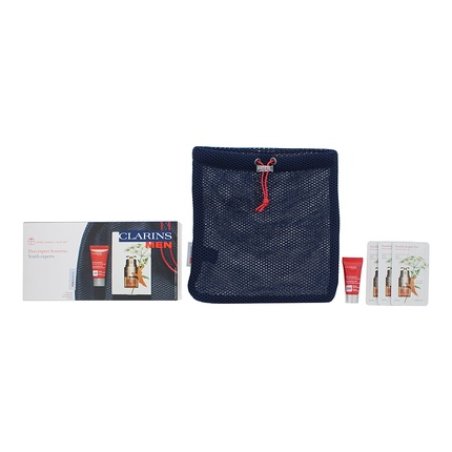Clarins Men 3 Piece Gift Set Energizing Gel 5ml Double Eye Serum 3ml Pouch