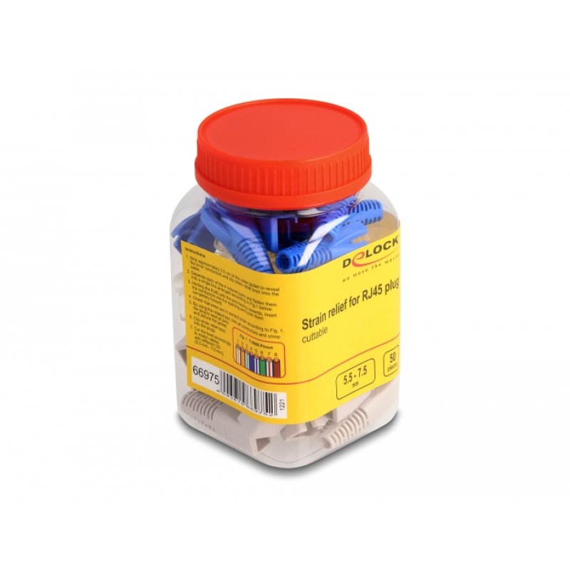DeLOCK Strain relief for RJ45 plug cuttable set 50 pieces coloured